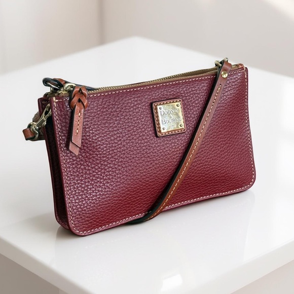 Dooney & Bourke Red Burgundy Leather Crossbody Bag - Picture 3 of 10